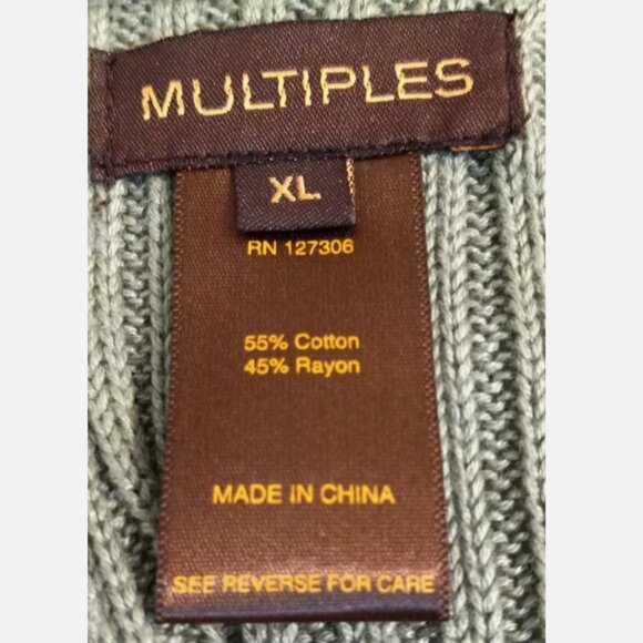 Women's Midi Cardigan Jacket  Knit Crochet Center Back Size XL green - Picture 10 of 12